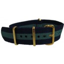 Bracelet nylon NATO Bleu/vert boucle doré